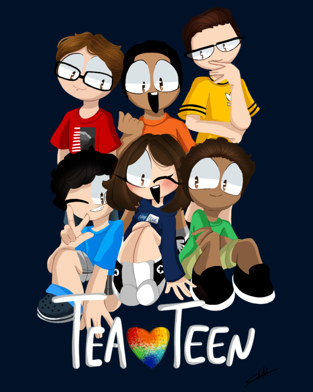 Ilustração TEATEEN: grupo de adolescentes reunidos